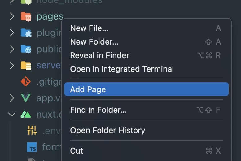 page context menu