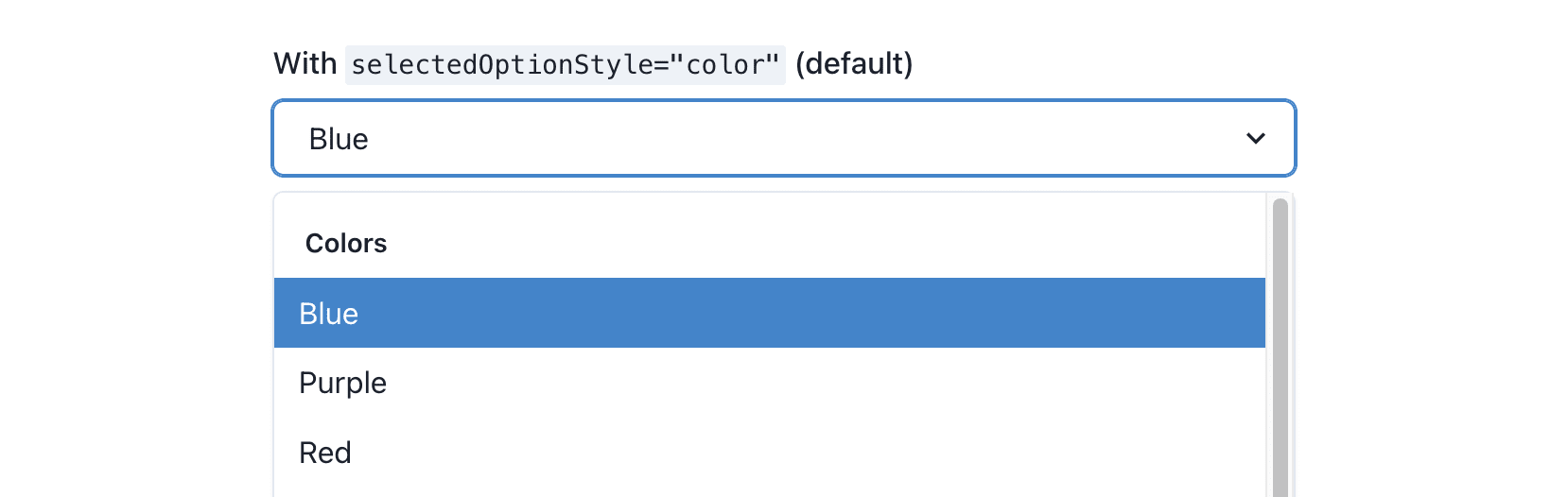 Color Highlighted Selected Option