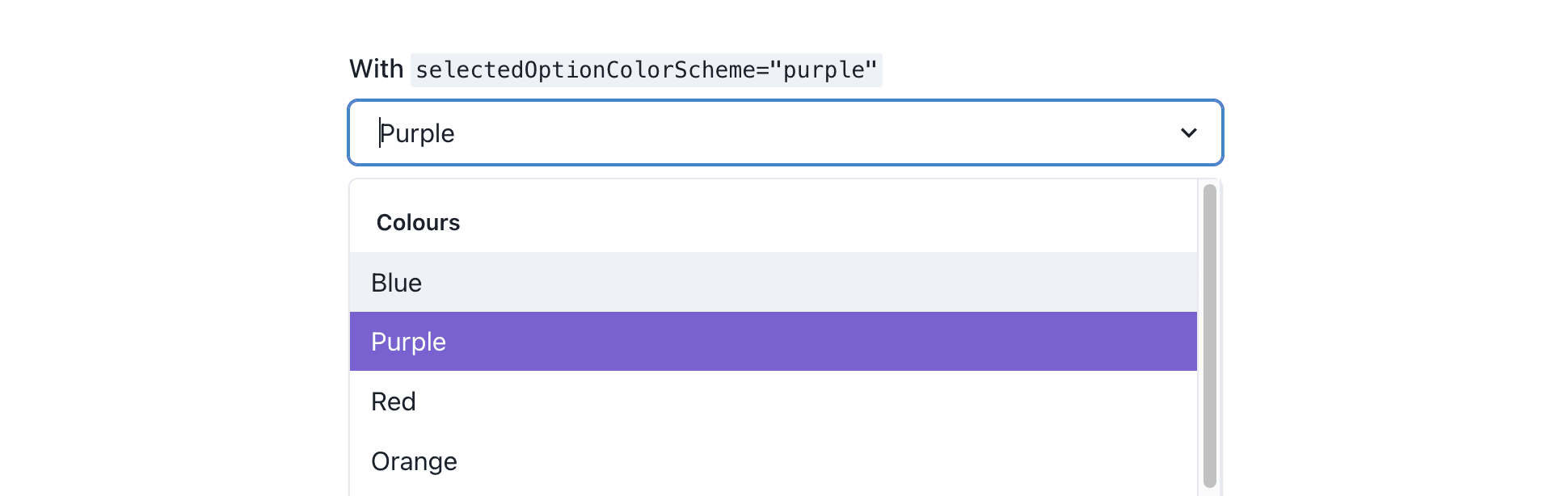Purple Selected Option Color (light mode)