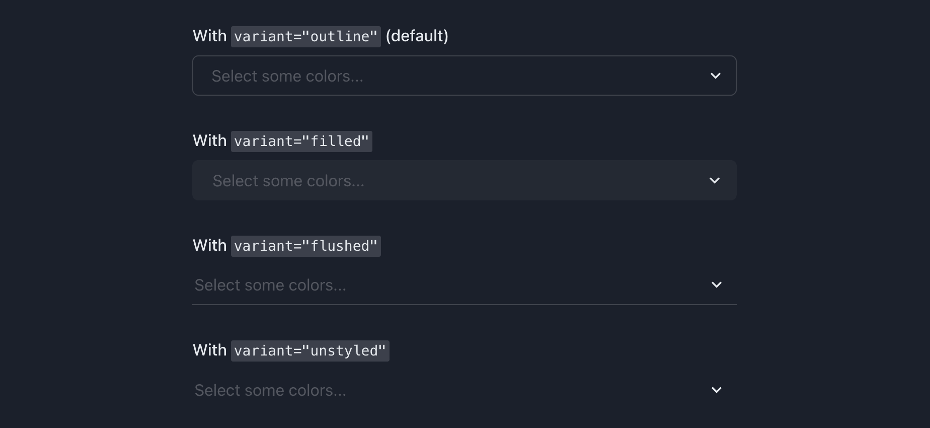 variant in dark mode