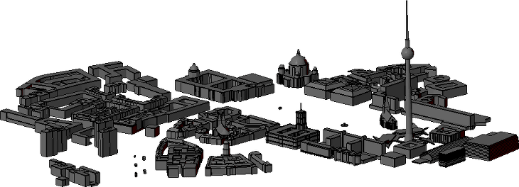 CityGML of Alexanderplatz, Berlin, Germany as STL. Data © Research
Center Karlsruhe, Institute for Applied Computer
Science