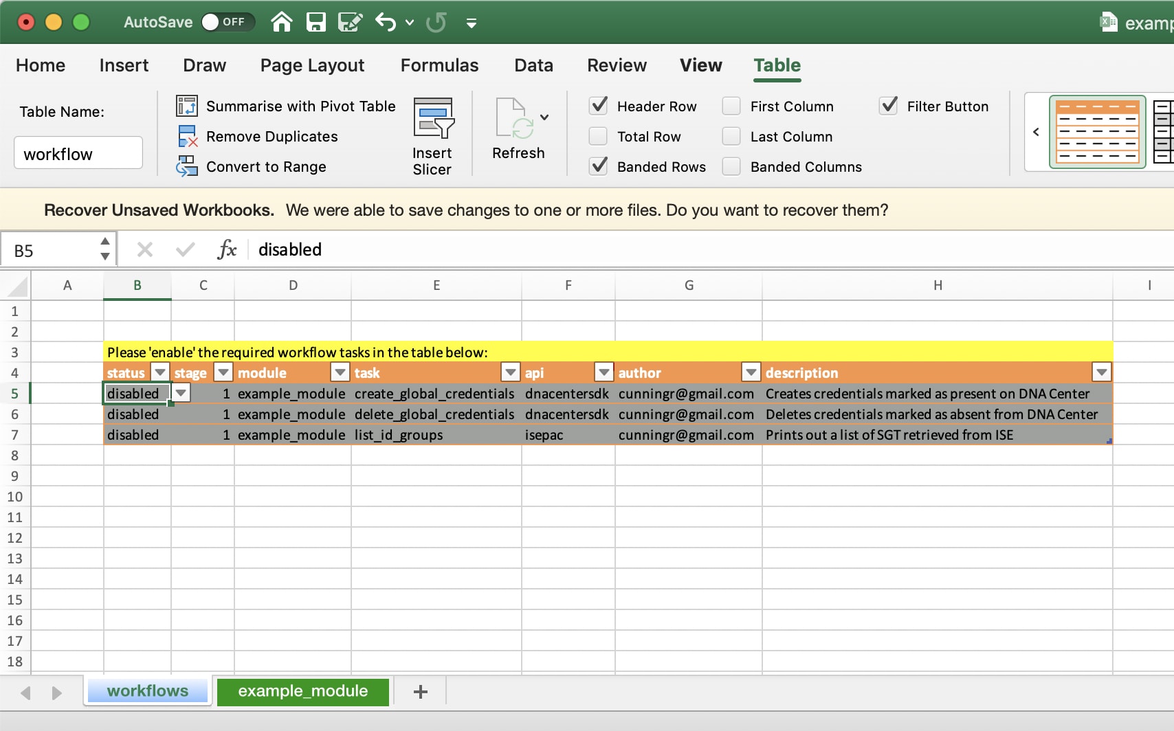 Workflow DB Example