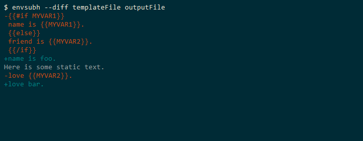 envsubh --diff flag