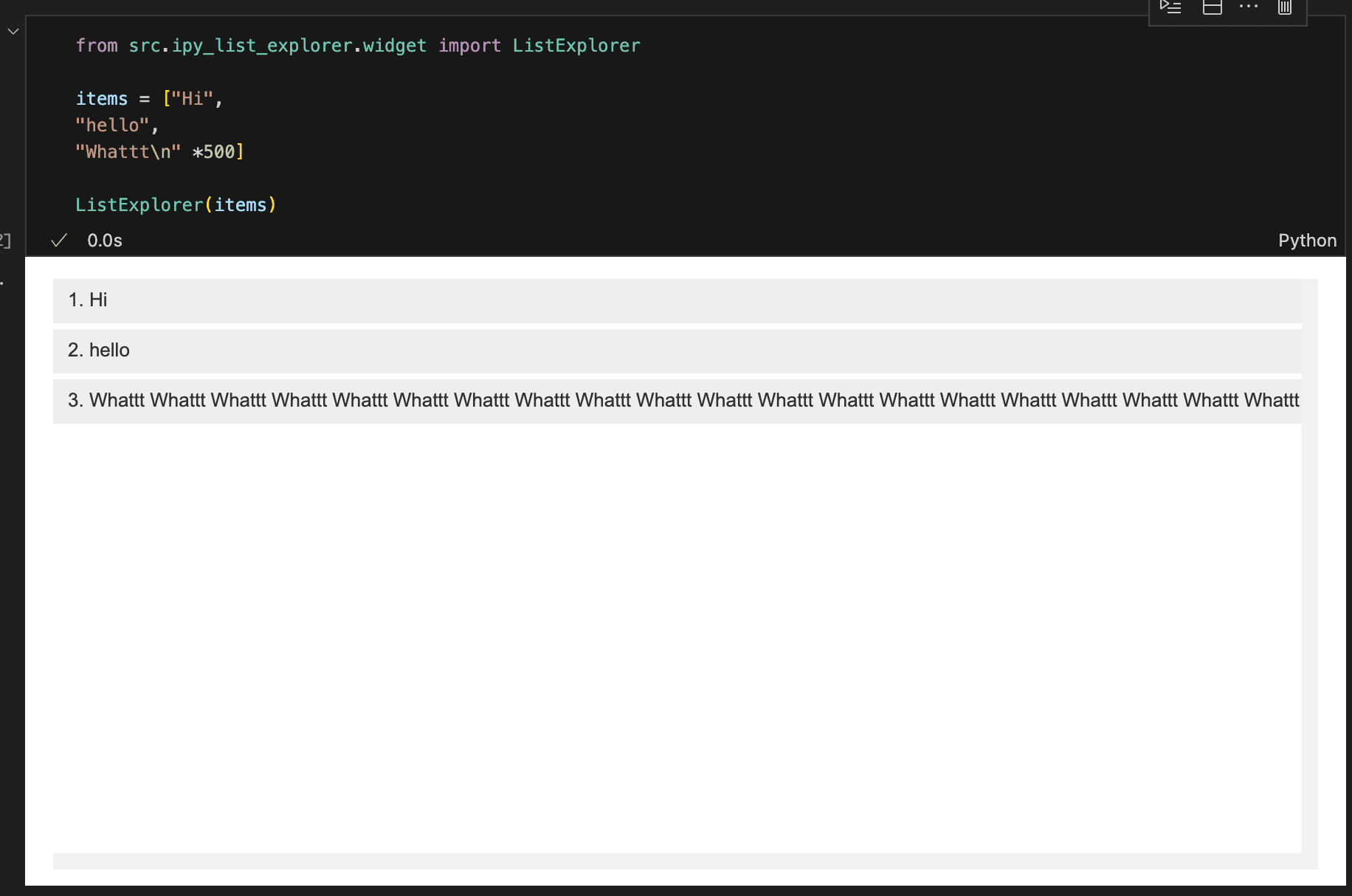 Contains three items in a vertical stack. Gray buttons for each item