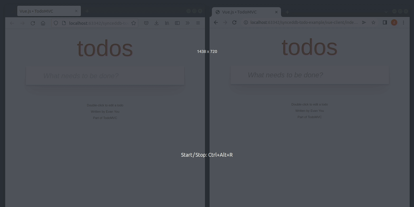 Video of two clients syncing their IndexedDB database