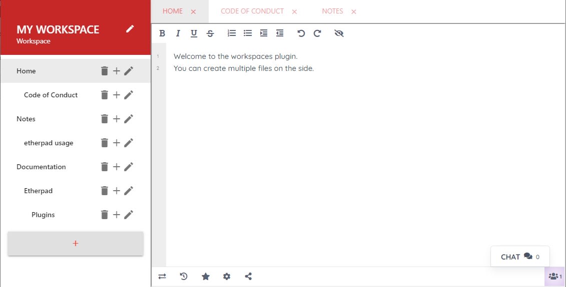 A screenshot of Workspaces