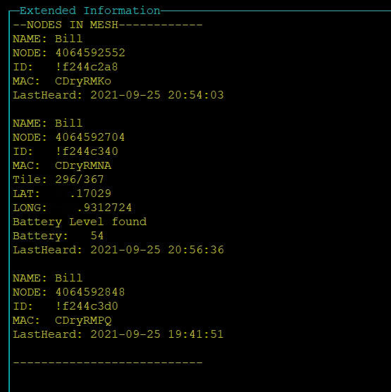Extended Info Just the Keys
