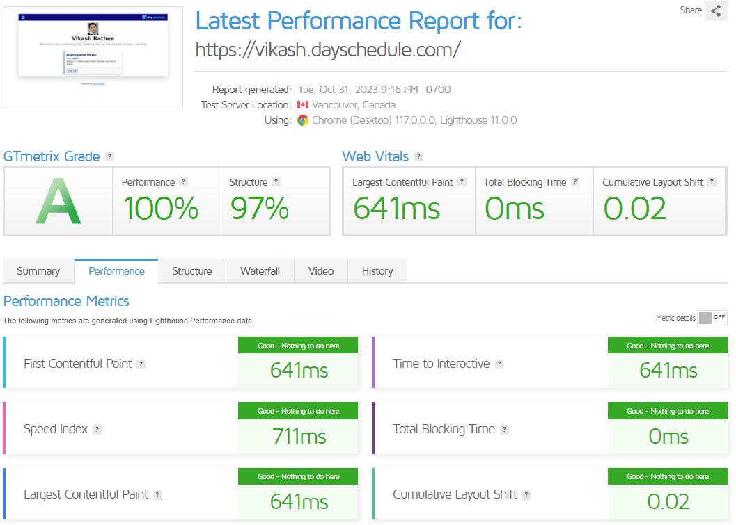 DaySchedule appointment page performance