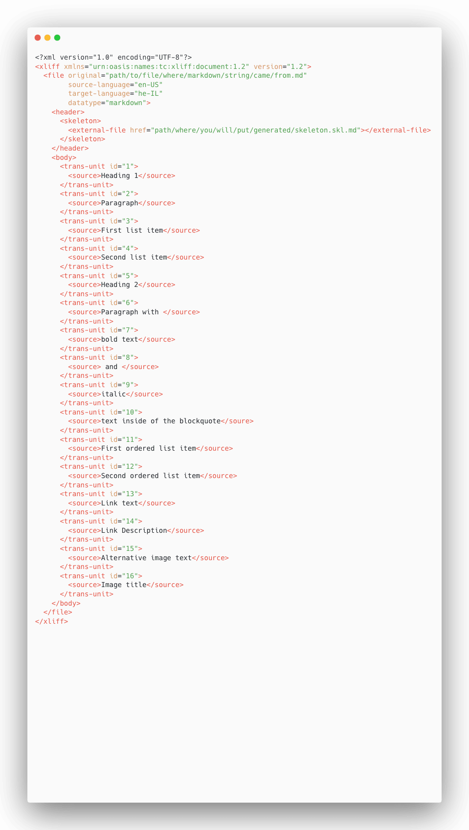 xlf output