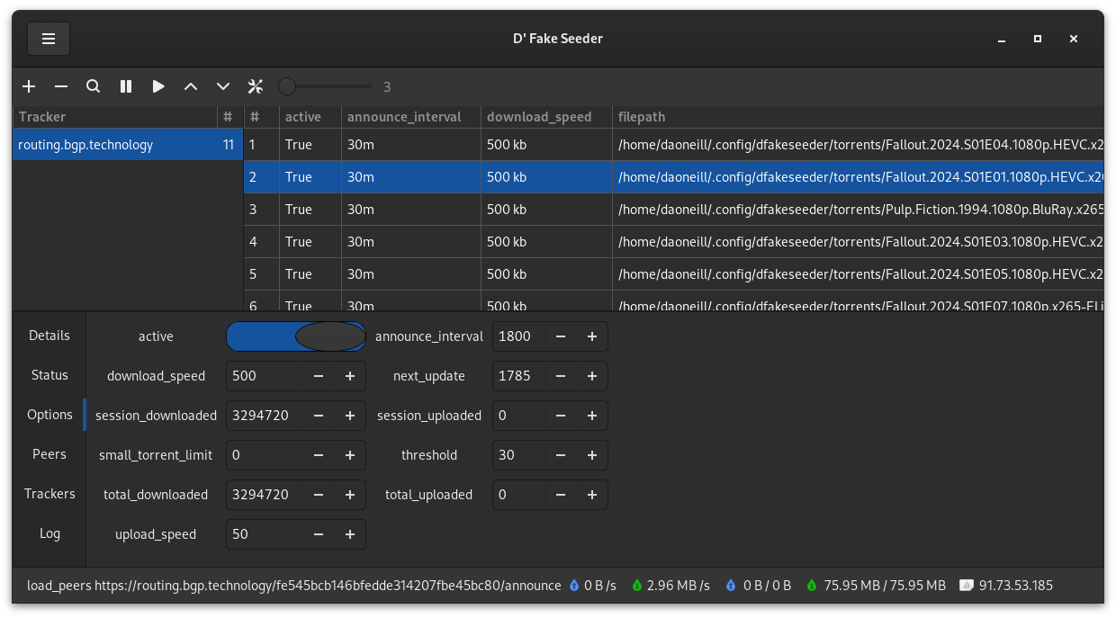 DFakeSeeder screenshot