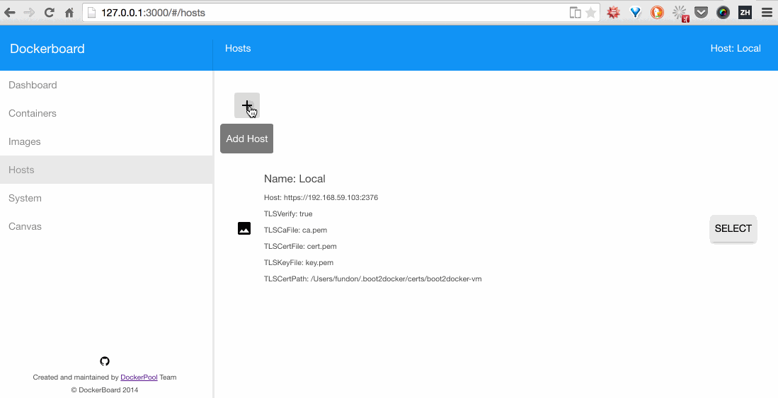 Dockerboard Hosts Screenshot