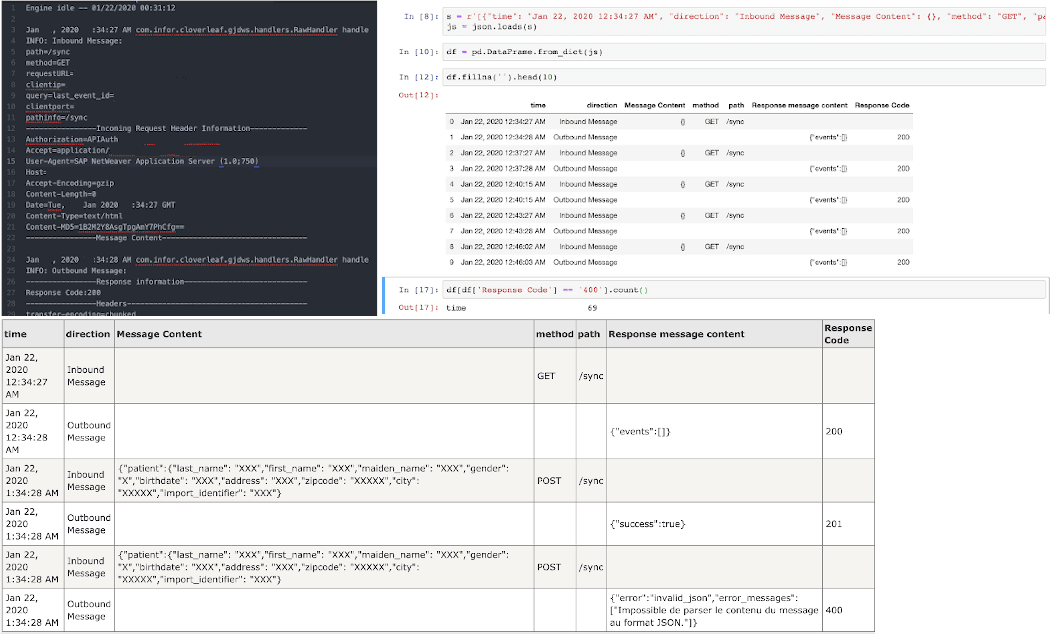 Convert plain-text log files to structured data