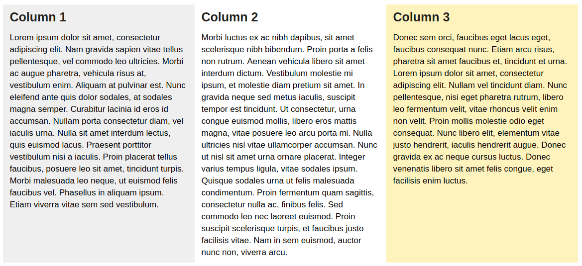 Columns View Example