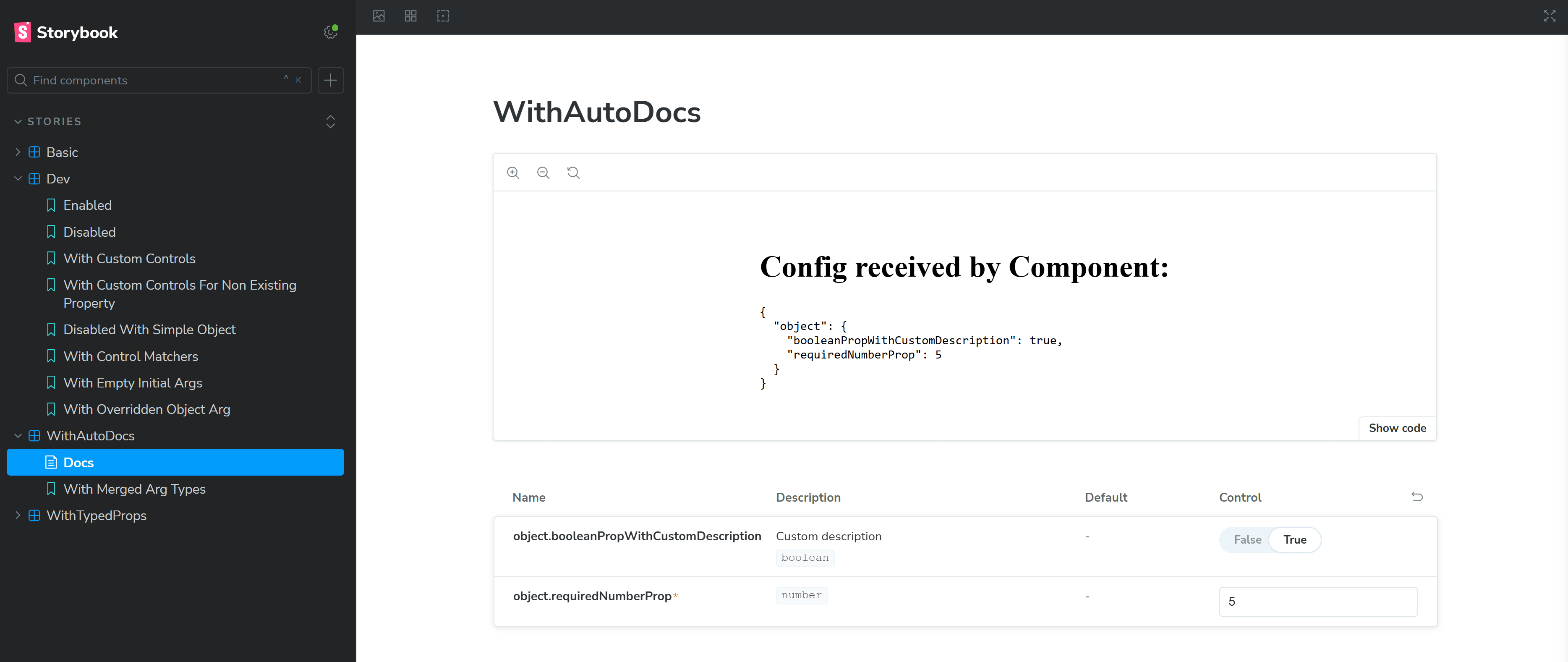 Example with customised docs page