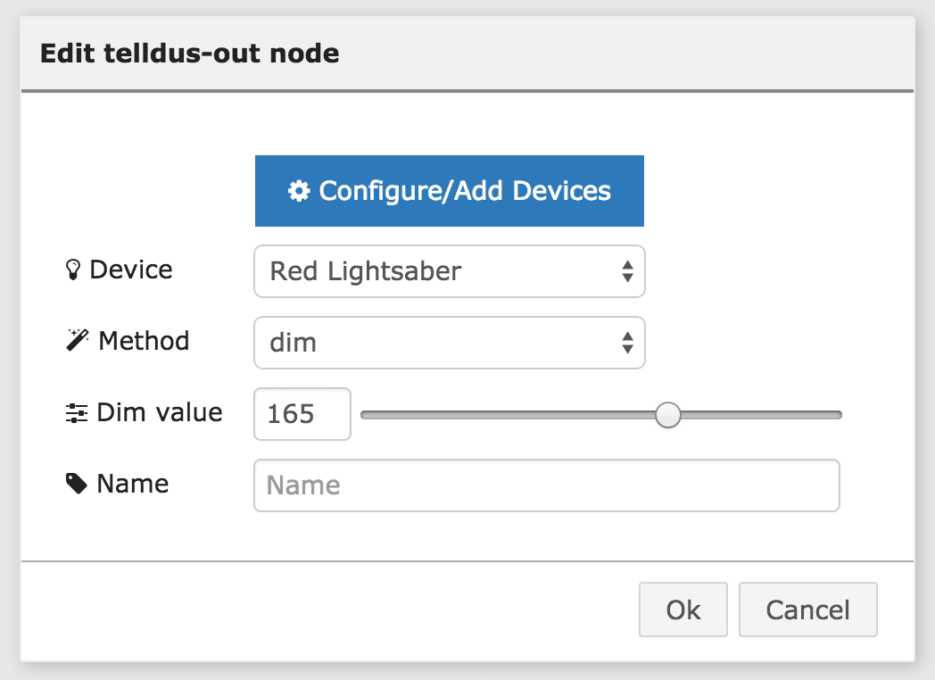 Screenshot of output configuration