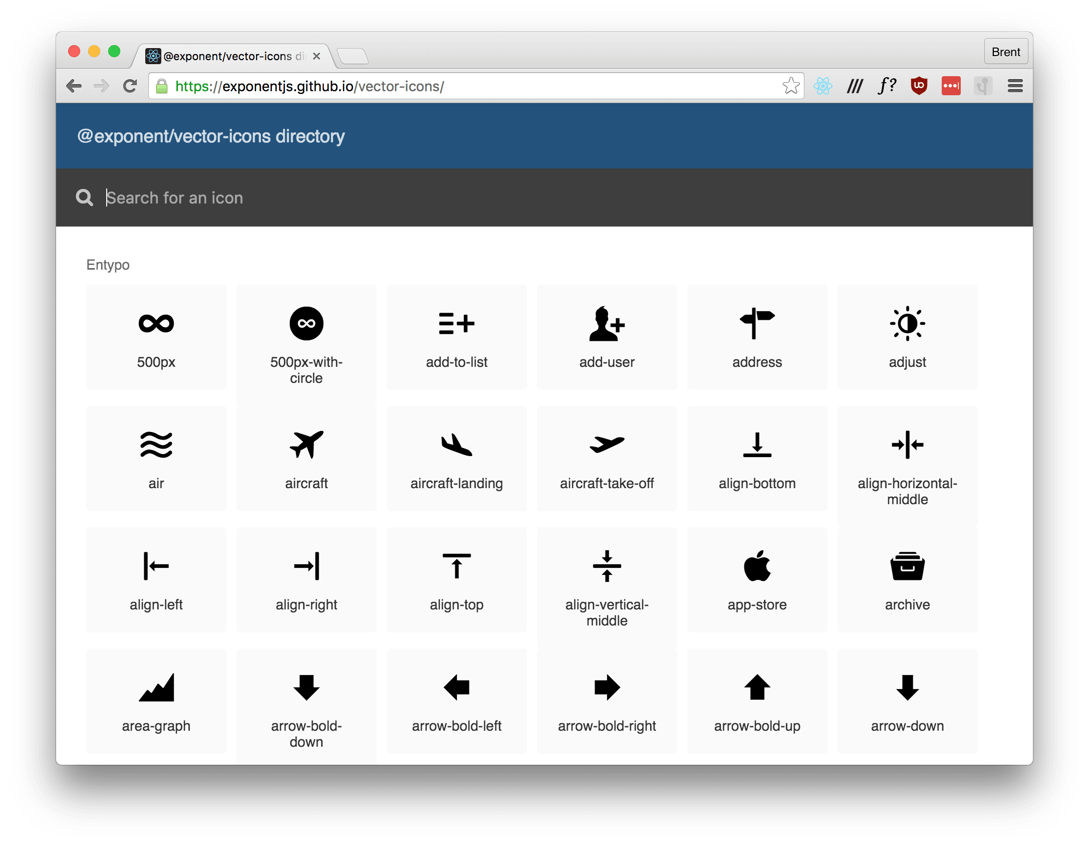 Screenshot of website