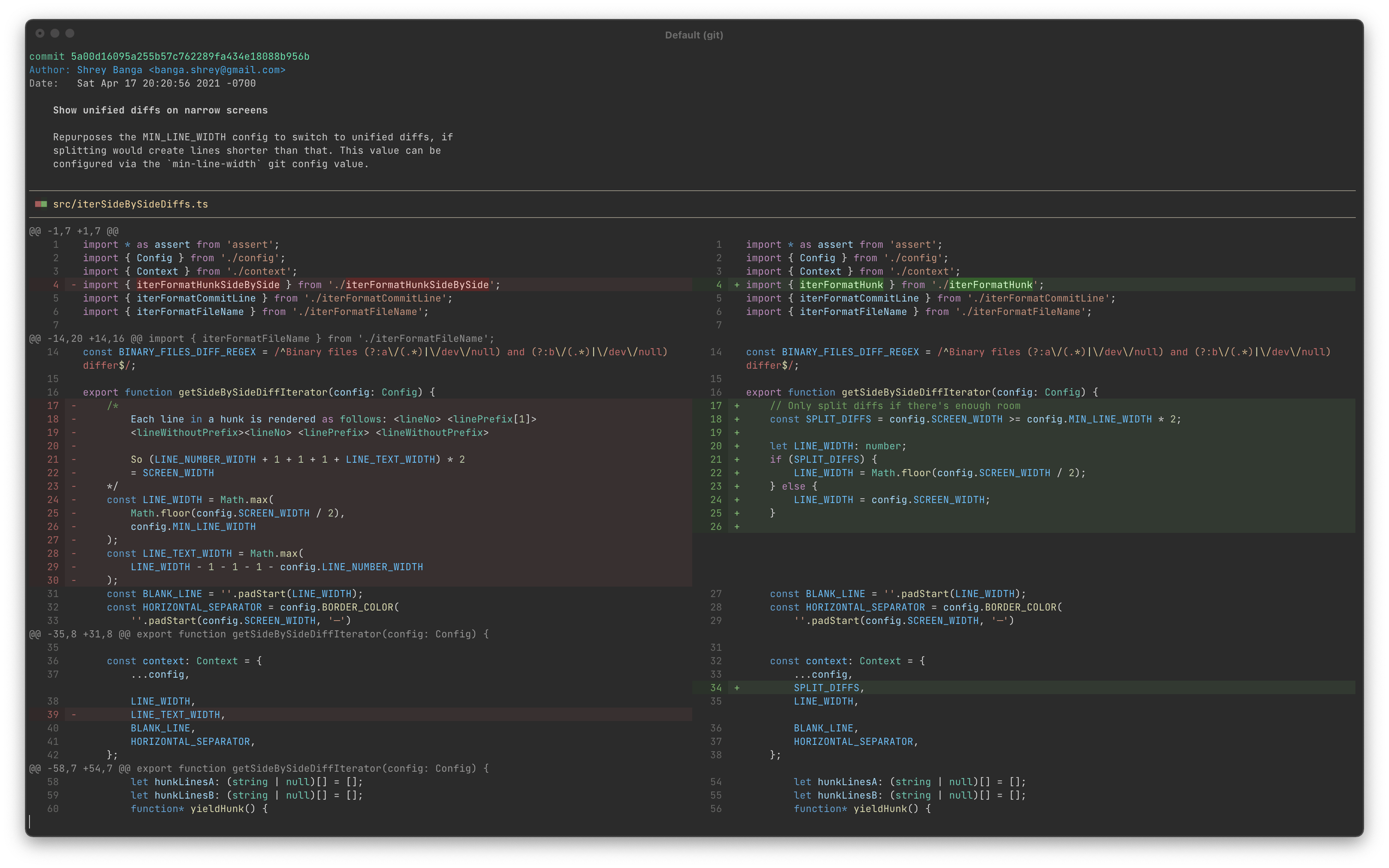 Screenshot of dark theme