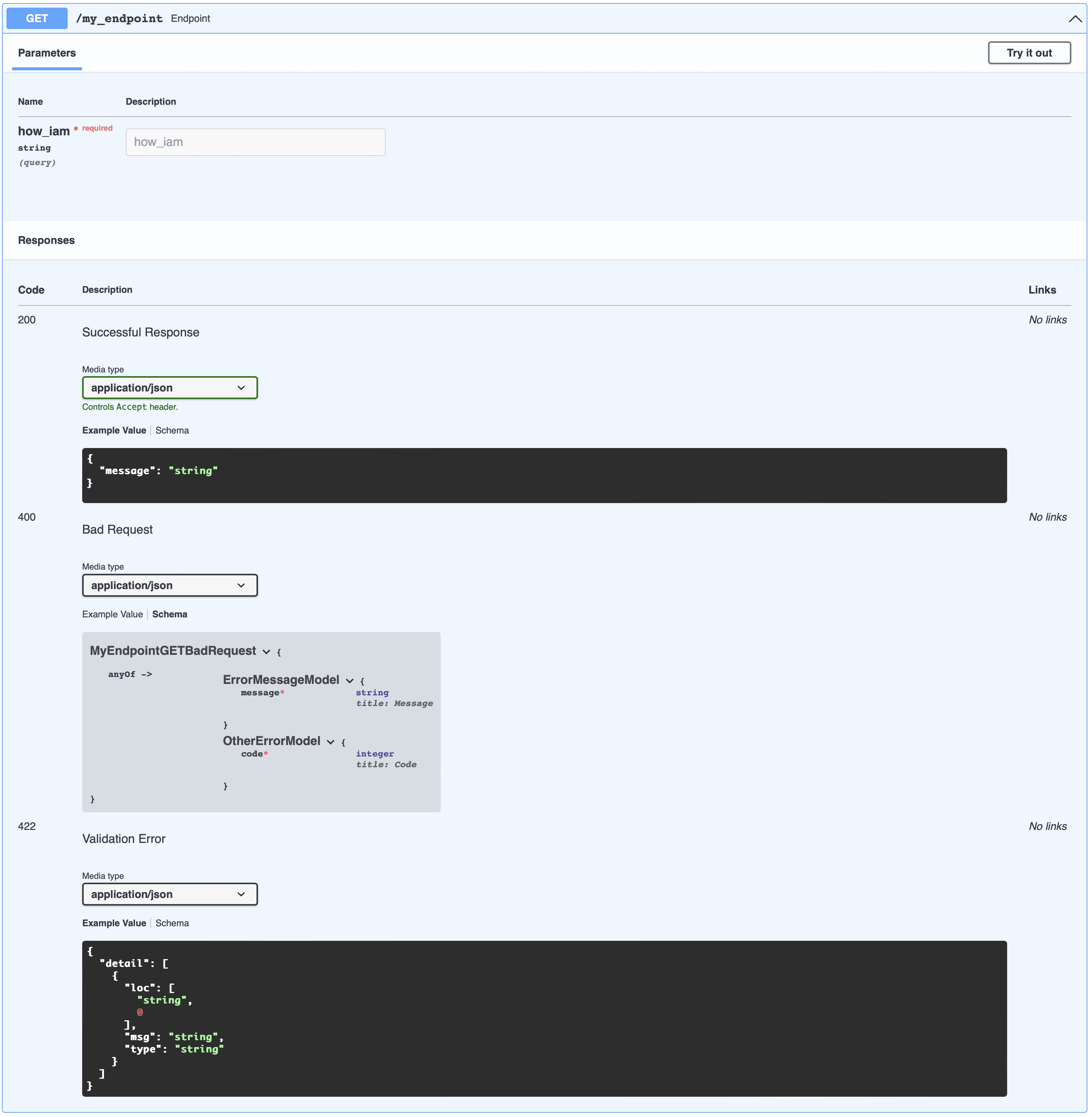 Build error model GET