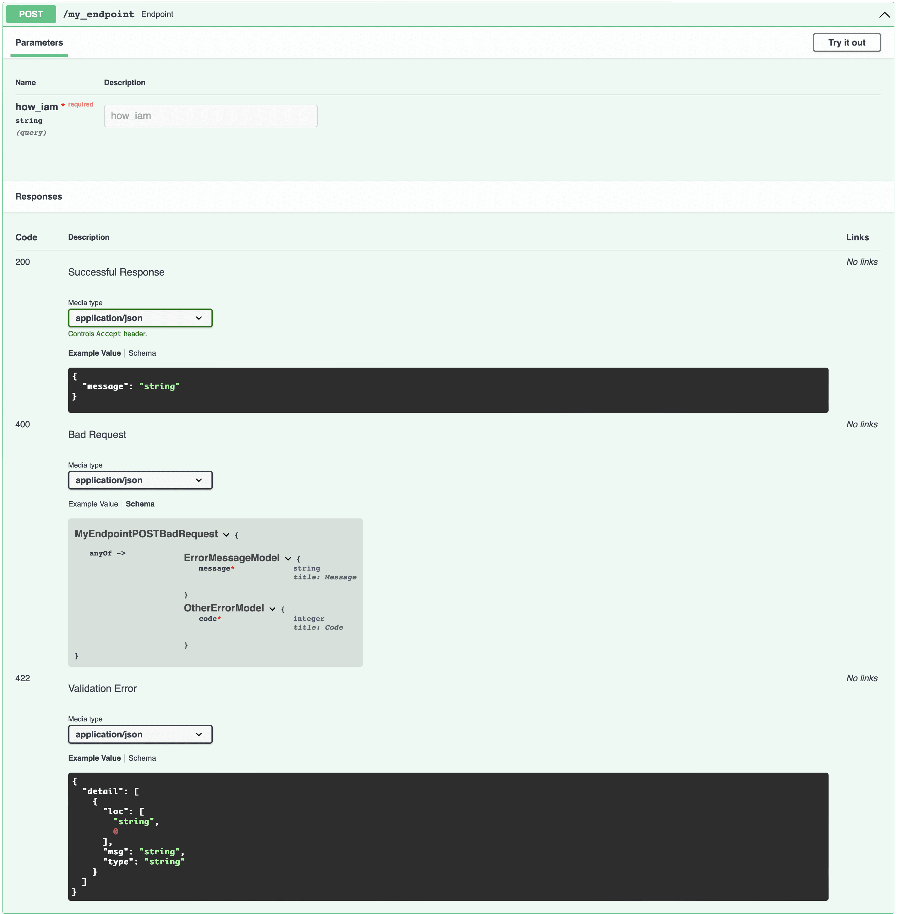 Build error model POST