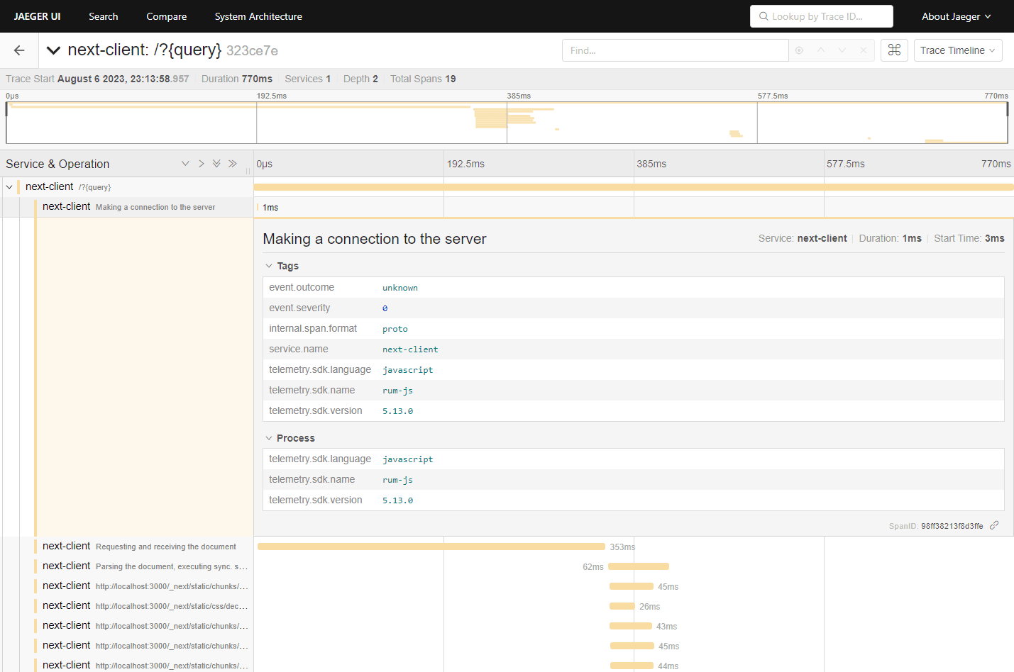 Elastic RUM JS Agent to OpenTelemetry Collector to Jaeger