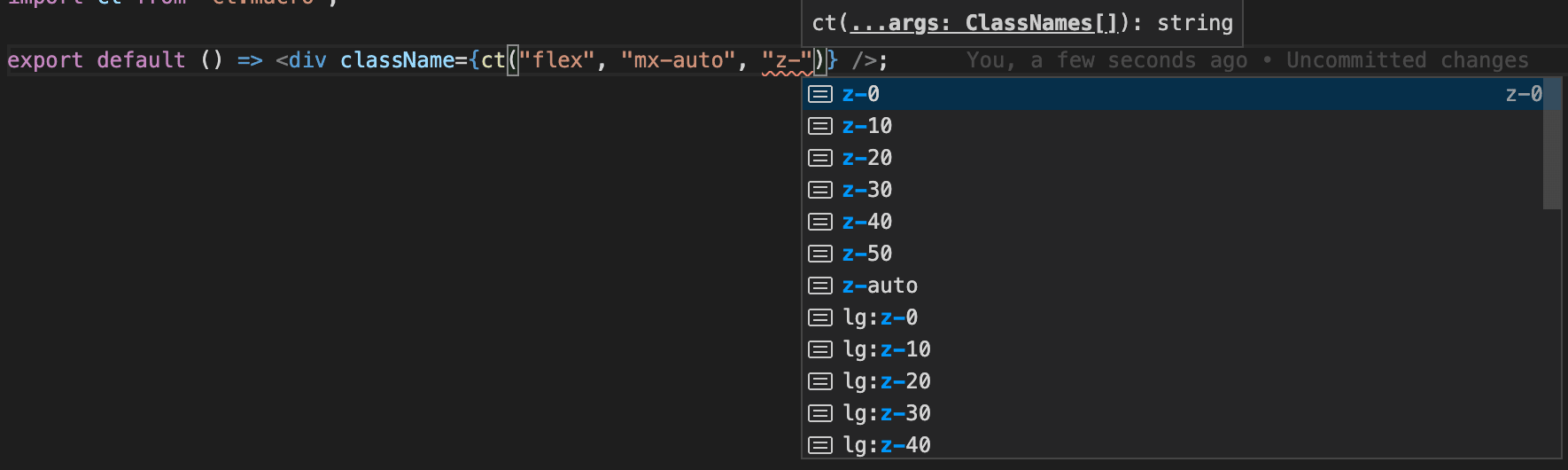 autocomplete suggestions for z index