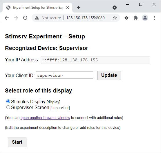 stimsrv console output