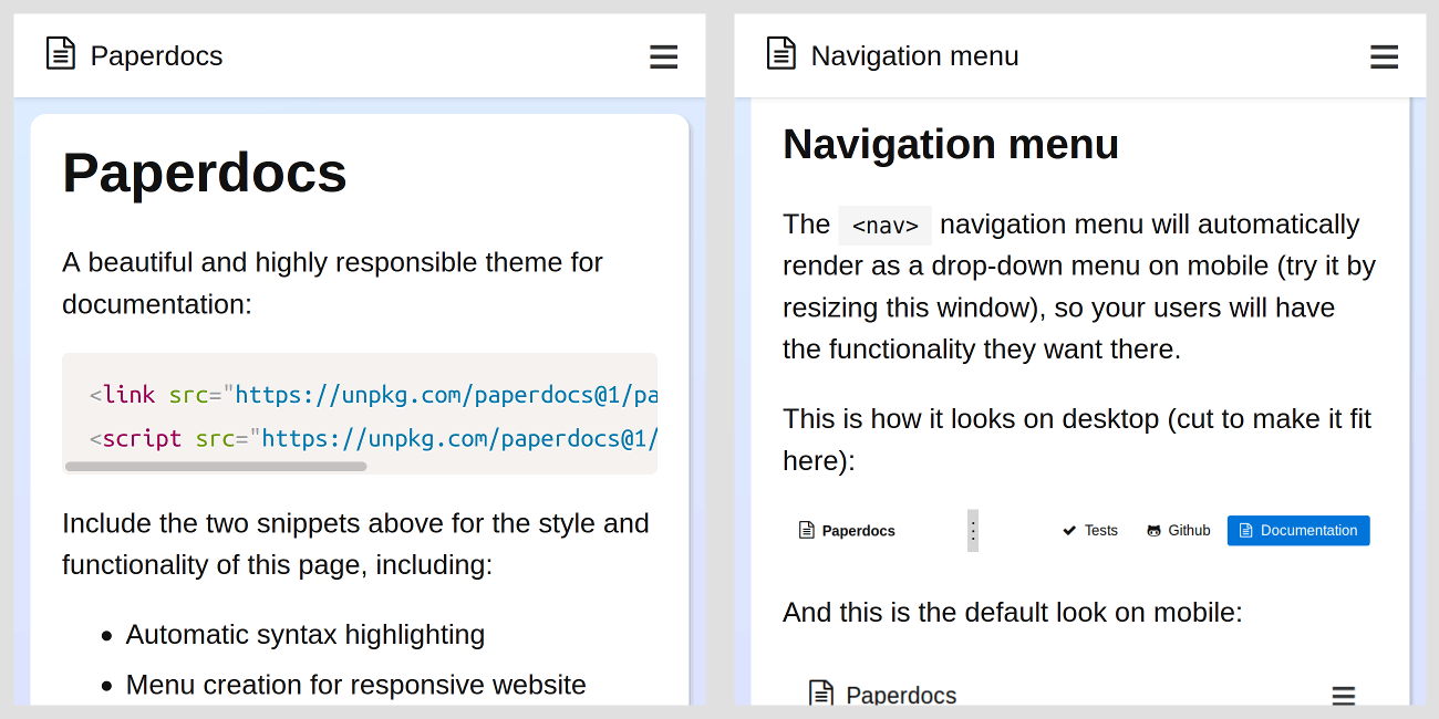 Navigation on mobile including scrolled down