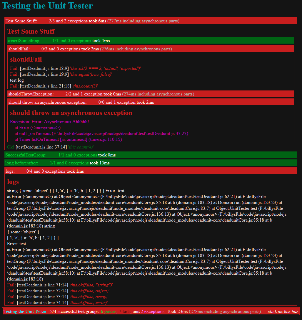Full HTML test results Full HTML test results