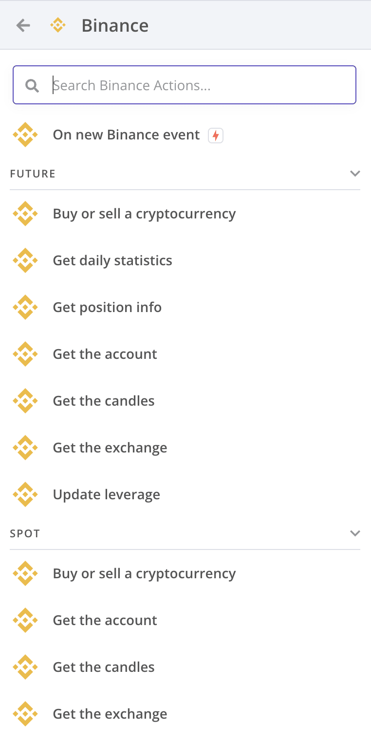 Binance Actions Actions