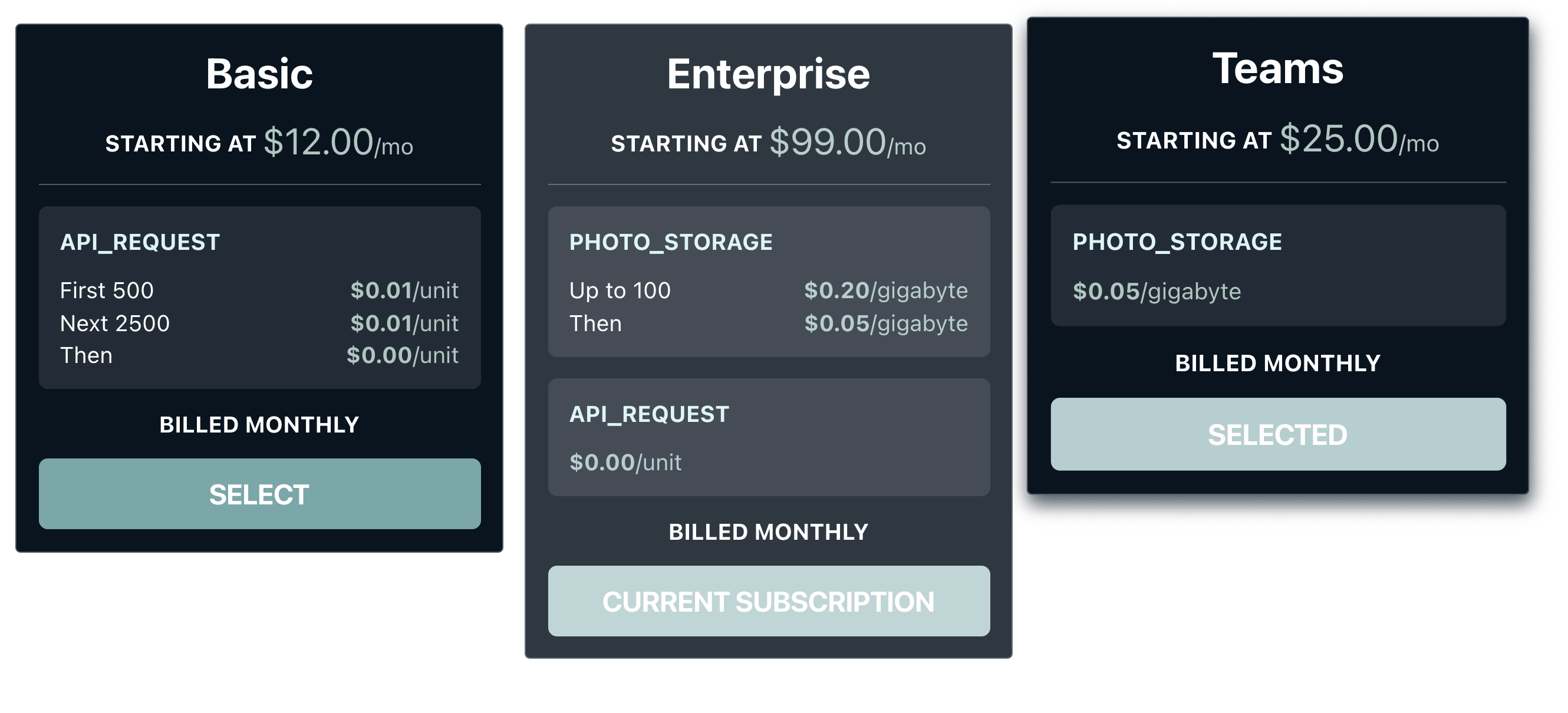 Screenshot of the PlanPicker component