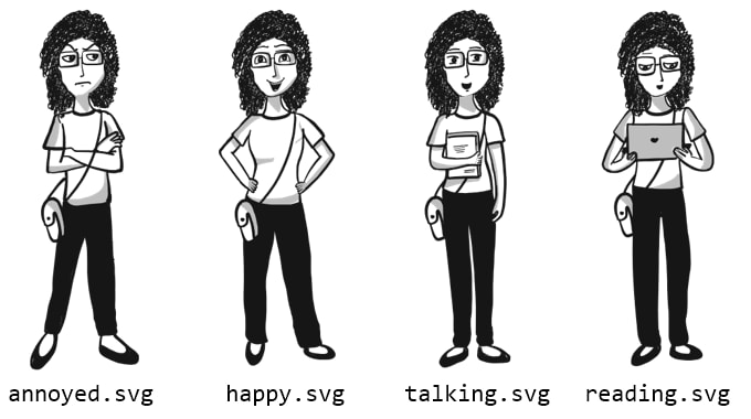 Series of SVG images for a character