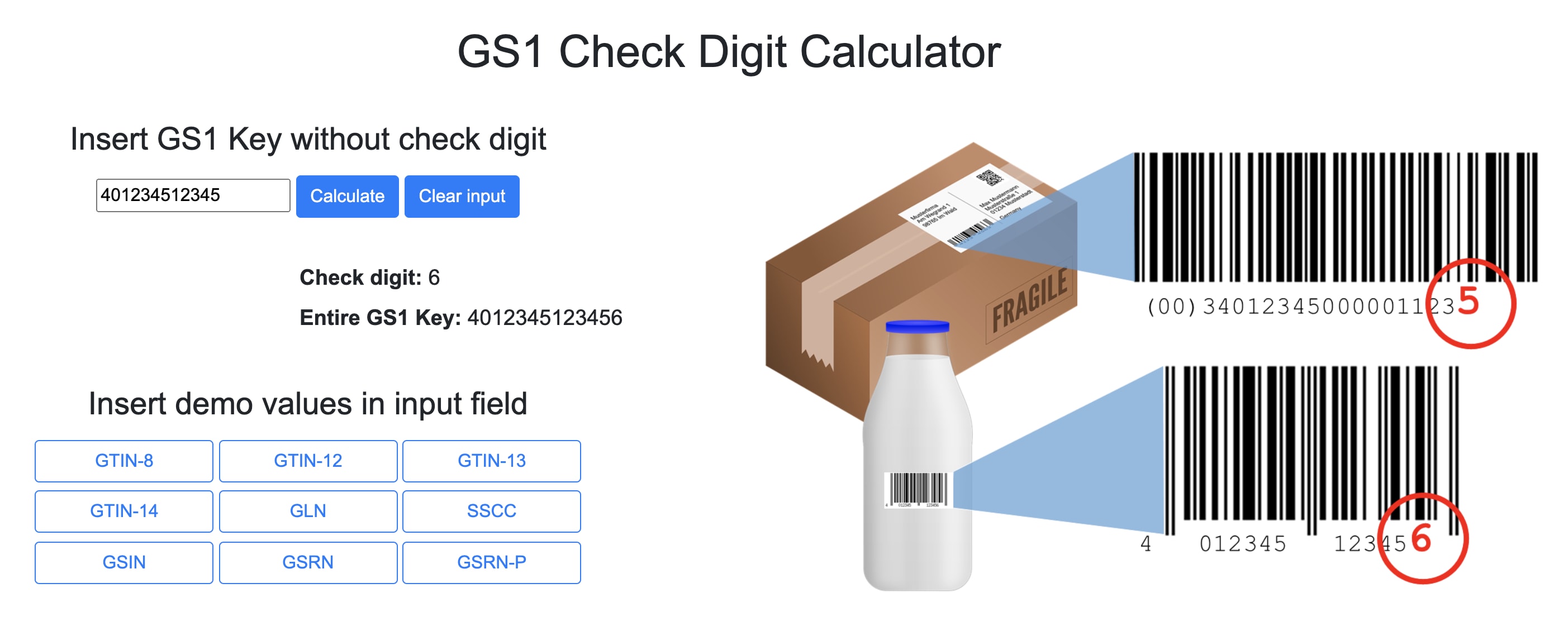 GS1 Check Digit Calculator Demo Tool