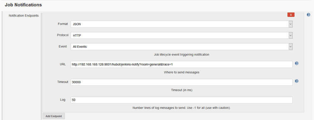 Jenkins Notifier Plugin Config Screenshot