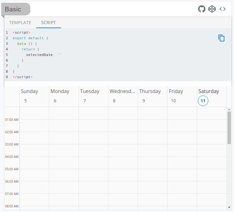 example-viewer showing QCalendar (week view)