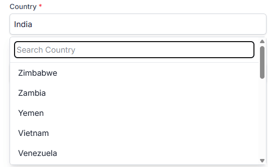 SearchableDropdown Example