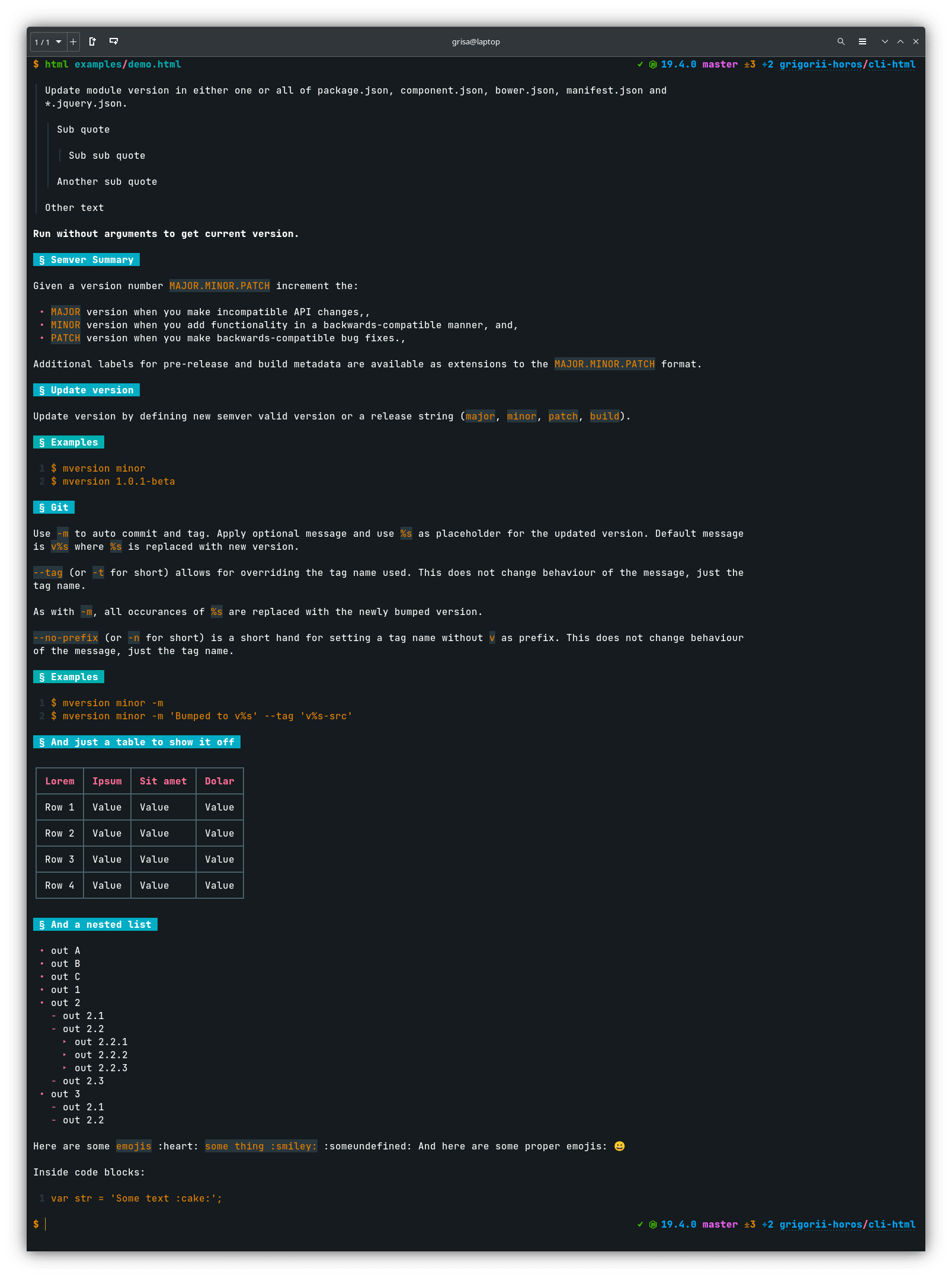 Screenshot of cli-html