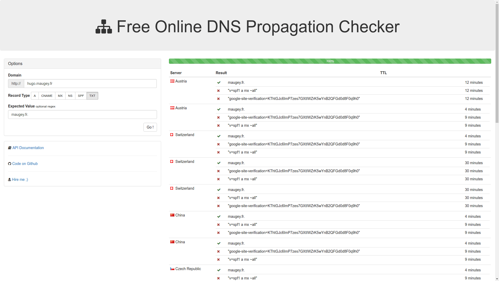 DNS Propagation Screenshot