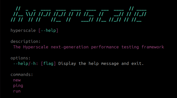 Verifying Install Output of the hyperscale --help command