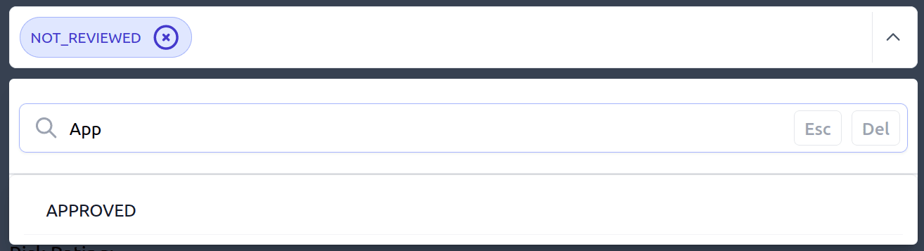 Tag dropdown search functionality