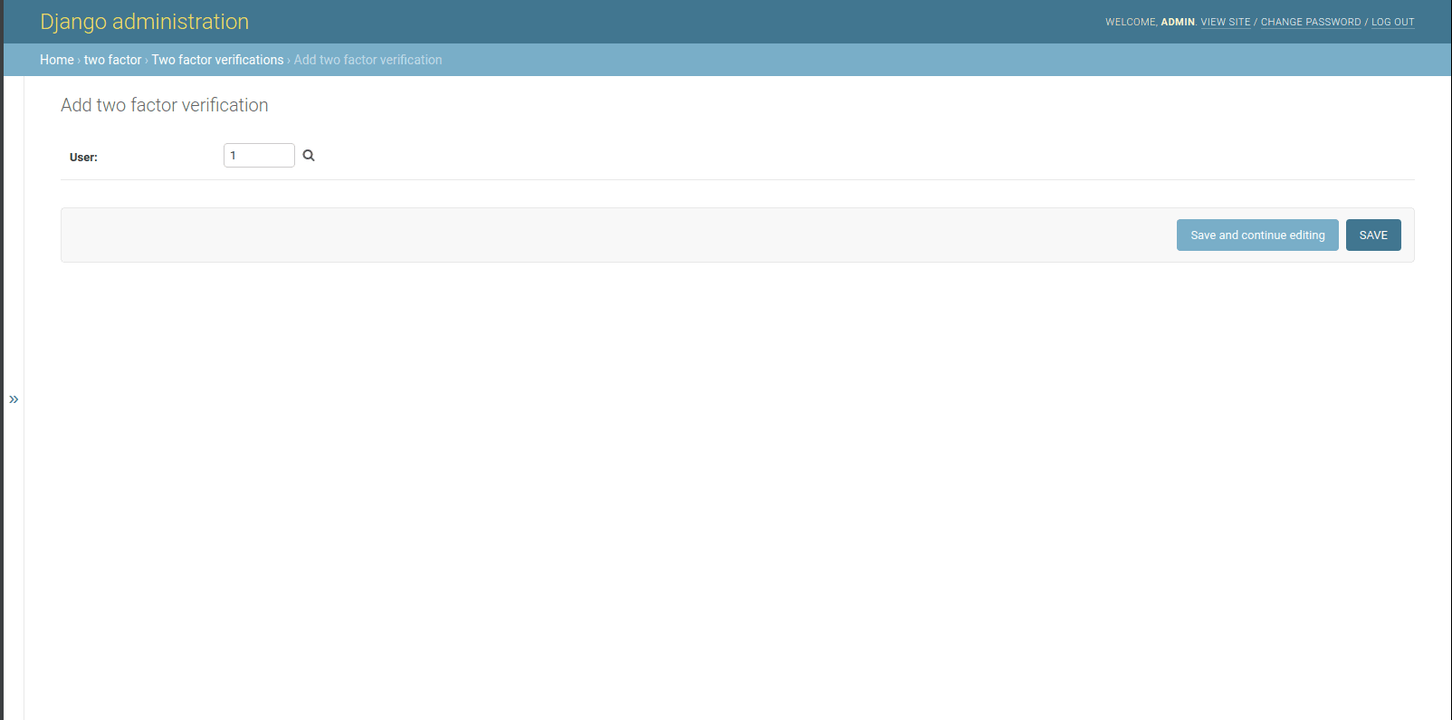 Django Admin Two-Factor Auth: Add New User