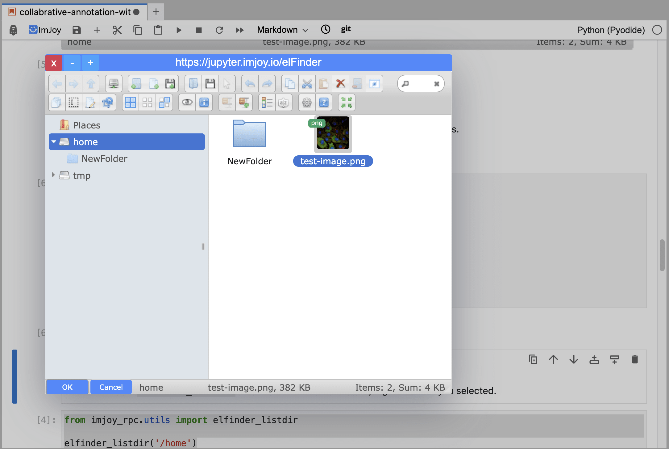 Screenshot for elfinder window