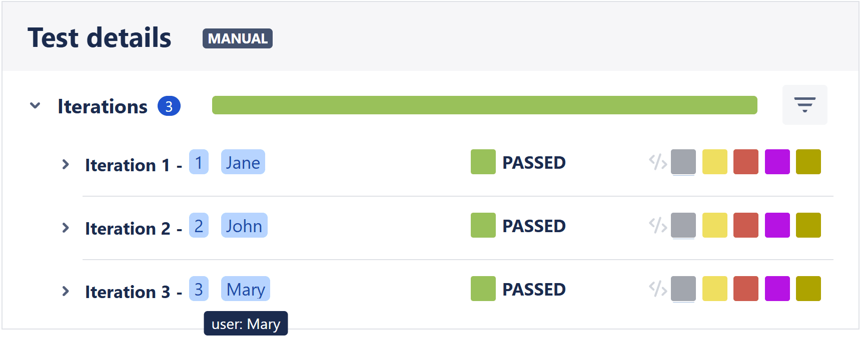 xray iteration results with parameters