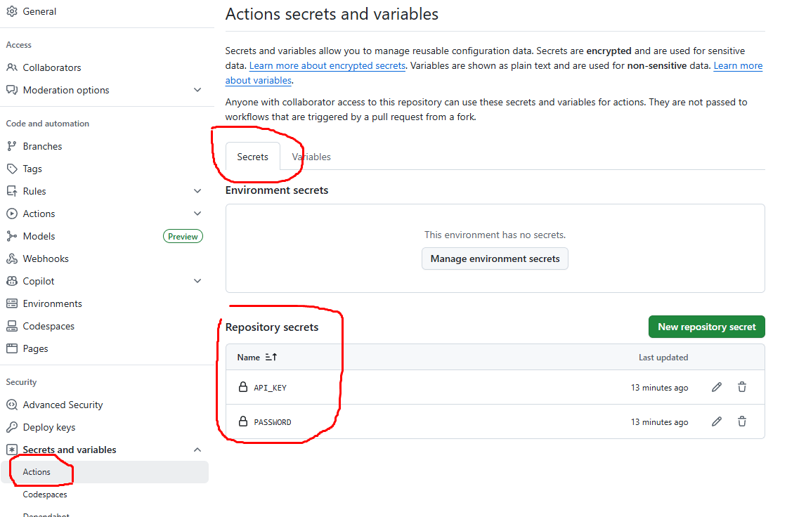 Secrets Example Secrets Example