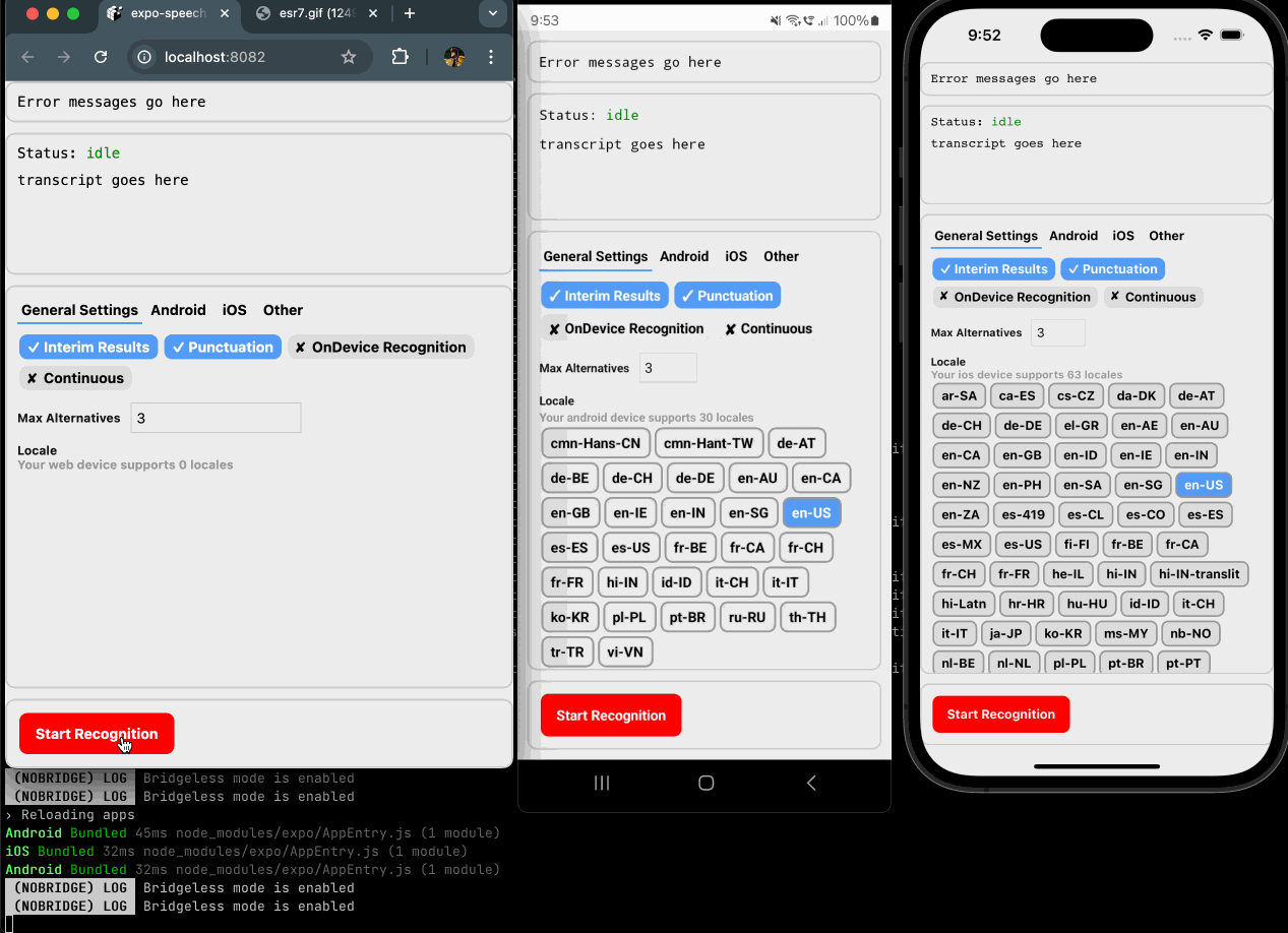 expo-speech-recognition preview