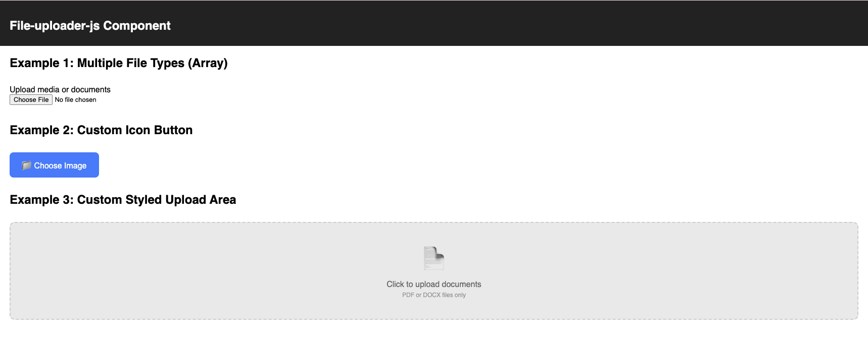React JS File Uploader example alt text