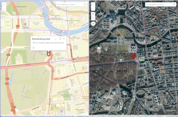 Example esri map view and scene view on an html page