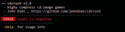cdcrush called with no arguments
