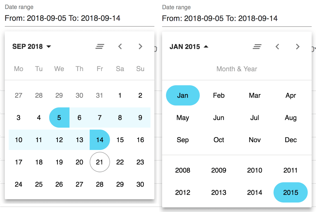 Image showing the date picker.