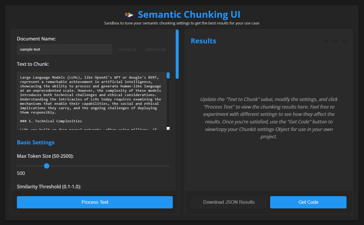 Semantic Chunking Web UI