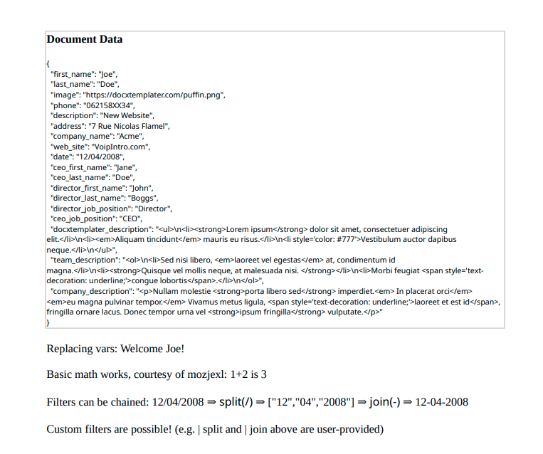 a screenshot of a PDF document where the tags have been replaced by data